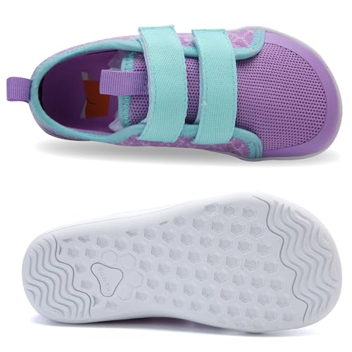 WateLves Toddler Little Kid Wide Barefoot The First Walking Shoes Girls Boys Breathable Lightweight Splay Naturally Minimalist Sneakers(Yulin,23) Purple3