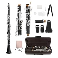 Yinfente Professionelle Klarinette, Ebonit-Holz, G-Schlüssel, flache Klarinette, 2 Fässer mit Etui, Tuch, Schilfzubehör (G-Key)