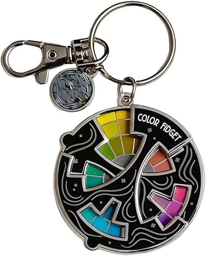 Huease Color Fidget Wheel Keychain 20 Hues Color Fidget Enamel with Interactive Wheel Stress & Anxiety Relief Key Ring Cute Enamel Wheel Gifts for Artists Women Men (Keychain 1pc)
