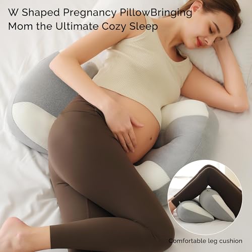 Image of pobopobo Maternity Pillow for Pregnant Women - Pregnancy Pillow for Comfort & Support, Perfect for Side Sleeping, Back Pain Relief, Soft Maternity Pillows for Women