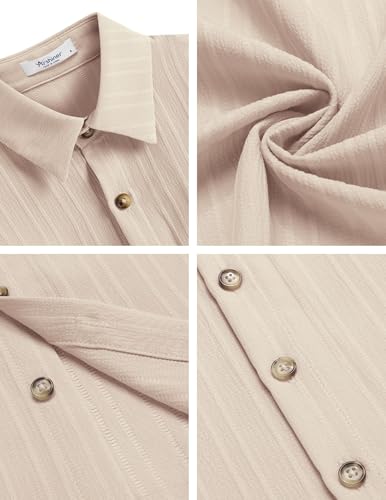Image of Arshiner Boys Light Khaki Shirt Soft Short Sleeve Button Down Shirt size 12, Champagne