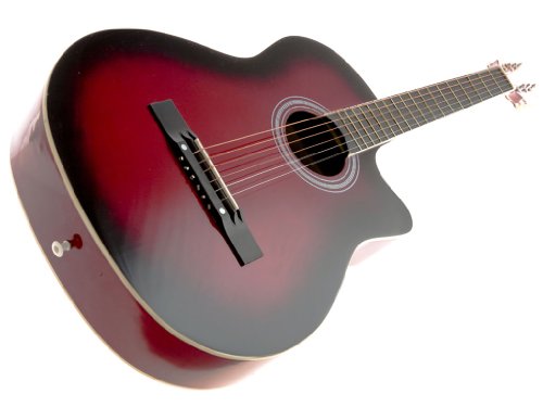fièvre 3/4 96,5 cm Guitare acoustique Pan coupé 3/4 Redburst - Les Beatles, Paul McCartney, John Lennon, RIngo Starr, George Harrison fièvre 3/4 96,5 cm Guitare acoustique Pan coupé 3/4 Redburst – Image 5