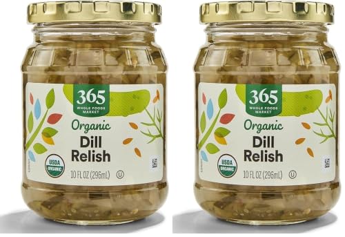 365 by Whole Foods Market, Pickles Dill Relish Organic, 10 Fl Oz (Pack of 2)