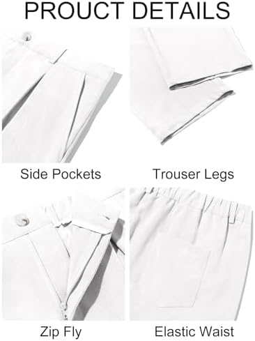 Runcati Mens Casual Pants Elastic Waist Lightweight Loose Pleated Slacks — 사진 6