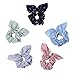 Wooyaya Rabbit Ear Hair Ties,Bow Scrunchies Solid Color and Floral Mixed Color, Blended Fabric Hair Ties, Soft Hair Scrunchies Head Flower Hair Accessories, Female Rubber Bands, mixed colors (12pcs)