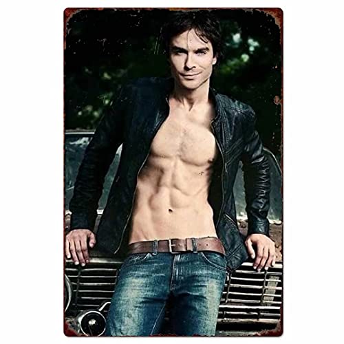 Yaki Vampire Diaries Damon -Salvatore Posters Starring Ian Somerhalder Metal Signs Wall Art Home Decor for Bathroom Bar Garage 12x17inch