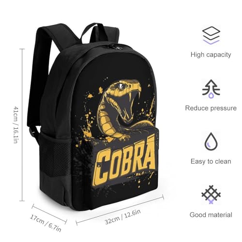 Cobra Snake King Travel Backpack Casual Daypack Shoulder Bag with Adjustable Shoulder Straps for Men Women2
