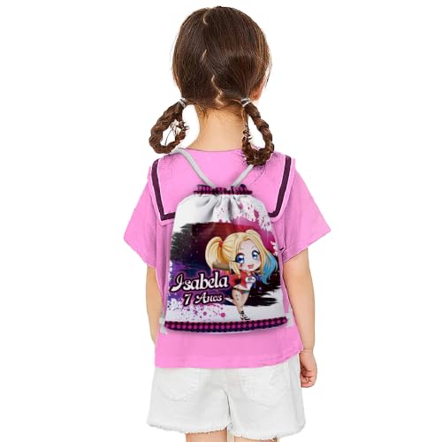 Mochilinha Bag Infantil Personalizado com Nome e Idade Arlequina Cute Desenho (Mochilinha 20x30, Unidades, 01)