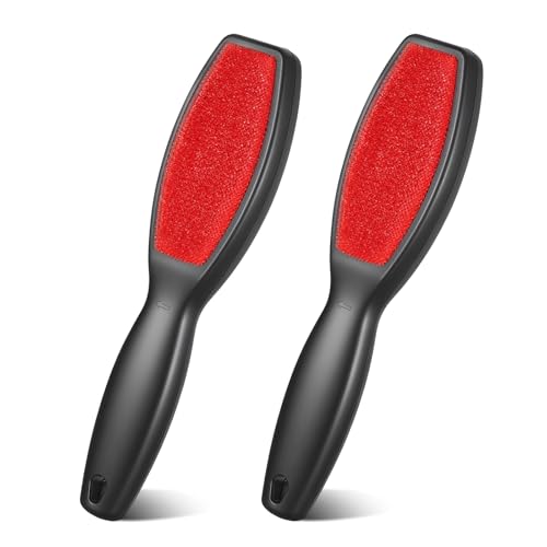2 Pcs Lint Brushes for Clothes, Dual Sided Remover Lint Brush Reusable Pet Hair Remover Sheet and Carpet Cleaning Brush for Clothes Sheet Carpet Furniture Fabric