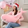 Ryttir Giant 39.4 Inch Jumbo Shark Plush Pillow, Ultra Soft Huge Shark Stuffed Animal Large Fluffy Pink-Shark Plushies for Cuddling, Christmas Unique Gift for Boys Girls Adults #3