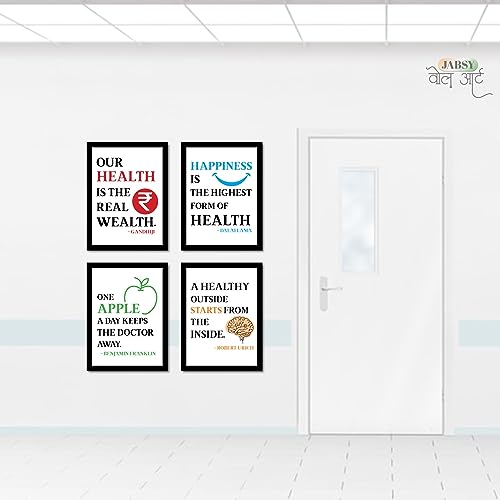 Image of JABSY Doctor Hospital Health Facts Medical Physiotherapy Dentist Wall Decor Poster Framed Gift (A4 Size - Set of 4 Frame) (Hospital A4)