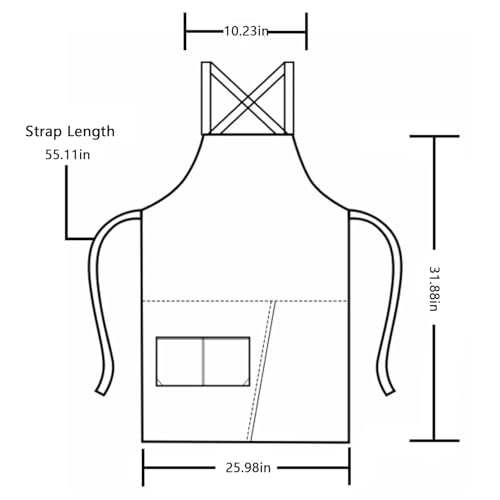 KITCHIEF Pottery Apron Split Leg,Cross Back Chef Apron with Pockets,Painting Apron with Adjustable Straps for Cooking,Baking,BBQ,Ceramic,GardeningQ(Brown)