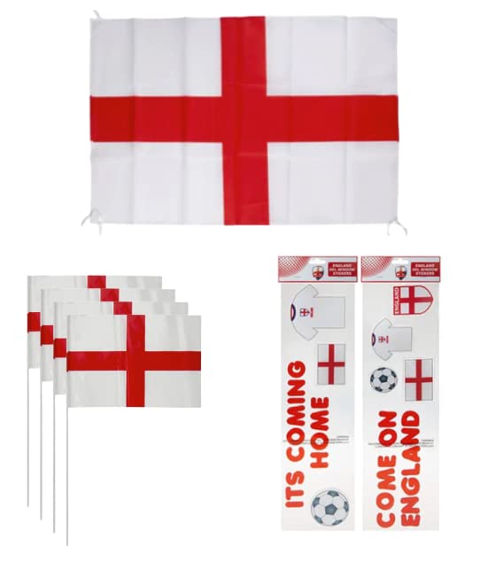 Décorations de football d'Angleterre kit complet sans effort avec drapeaux et stickers vitres