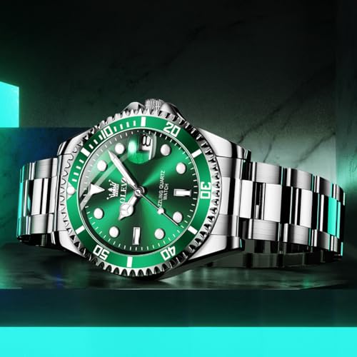 Image of OLEVS Watch for Men Stainless Steel Analog Quartz Chronograph Moon Phase Watch Waterproof Date Luminous Wrist Male Watches,Gift for Men