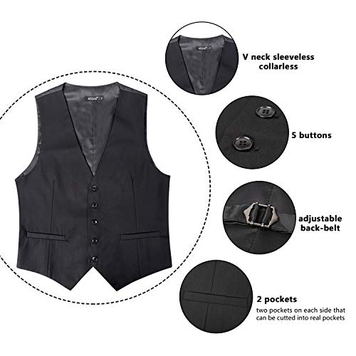 Image of Alizeal Mens Classic Solid Suit Vest Regular Fit Tuxedo Waistcoat