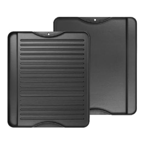 2-in-1 Reversible 14” x 16” Pre-Seasoned Cast Iron Cooking Griddle for Gas Stove/Charcoal/Electric/Propane/Gas Grill, Flat Griddle Top Plate for Camping Tailgating Cover