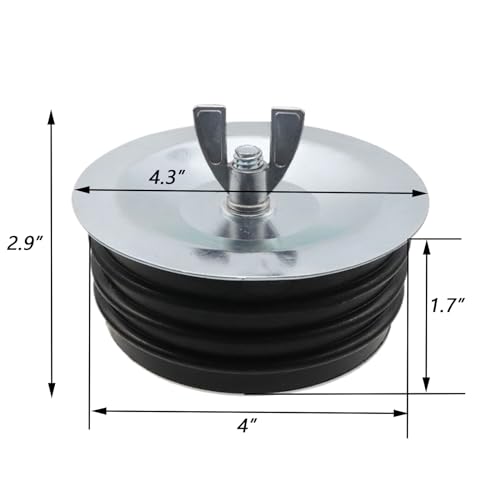Image of Dnyta 4 inch inch Rubber Expansion Pipe Plug Sewer Pipe Plug with Wing Nut Sewer Cleanout Cap for Most Pools or Pipes Sink, DT1712