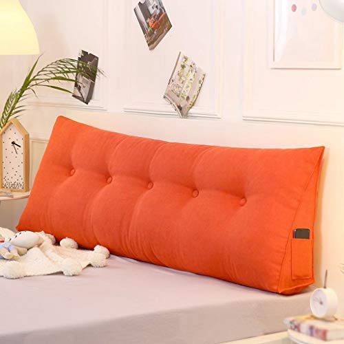 ZHZG Cojines cabecero Triángulo Almohadas de la Cama Suave Paquete Gran sofá Cama Tatami Amortiguador Trasero Respaldo Desmontable y Lavable (Color : Orange, Size : 100cm(39.4Inches))