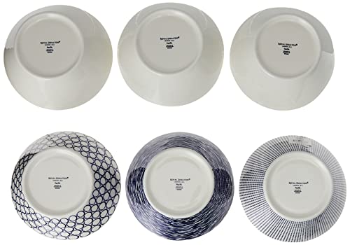 Royal Doulton Porcelain Pacific Mixed Patterns Bowls Set of 6, Blue/White, 5.9" - Image 3