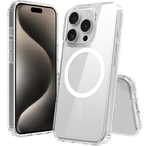 Image of FanTEK Phone Case Compatible with iPhone 15 Pro Max 6.7 Inch, Magnetic Case Clear Protective Bumper Hard Back Cover