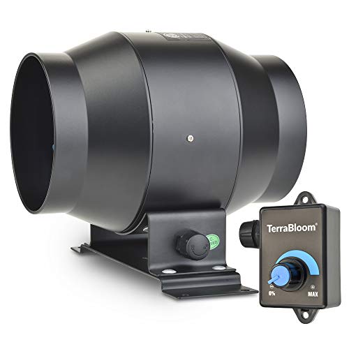 TerraBloom ECMF-100, 4" Inline Duct Fan with 0-100% Speed Controlled EC Motor, Metal