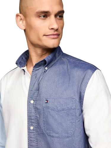 Image of Tommy Hilfiger Men's Long Sleeve Oxford Shirts in Regular Fit, Men's Button Down Shirts, Also Available in Big and Tall