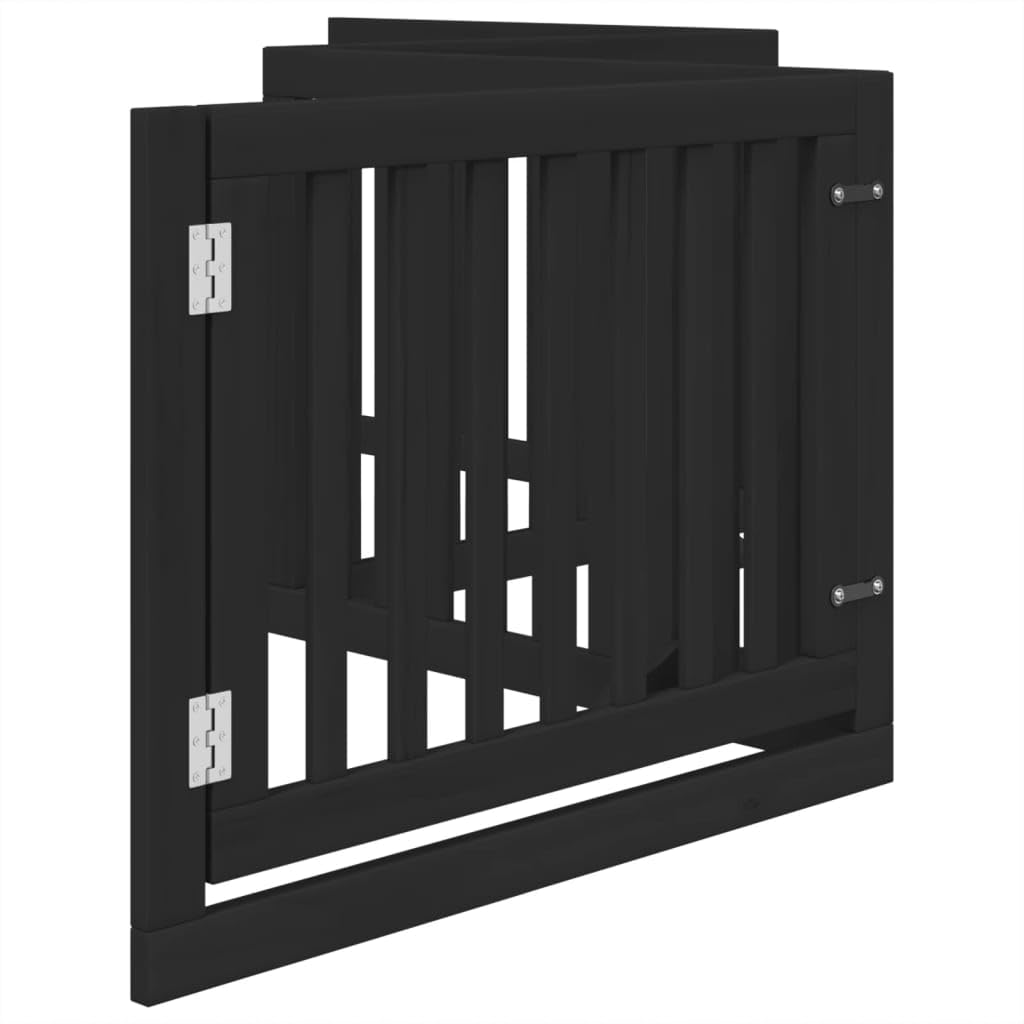 Puerta plegable para perros de 4 piezas con puerta de madera de álamo negro de 320 cm, independiente y compacta para interior y exterior, protección segura para cachorros y mascotas
