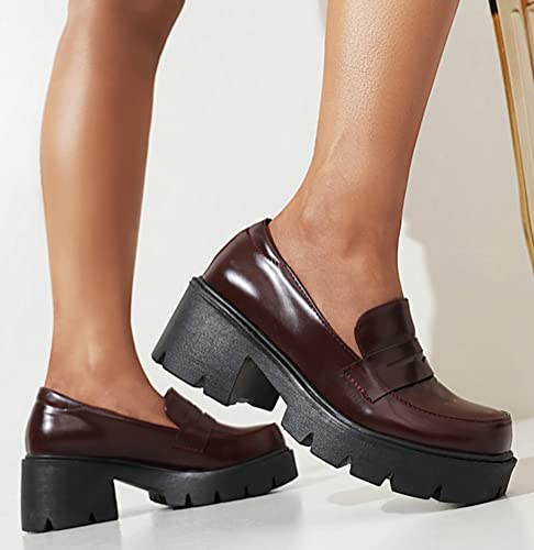 Image of Women's Platform Mary Janes Chunky Heel Ankle Strap Uniform Dress Shoes Heeled Gothic Lolita Oxfords
