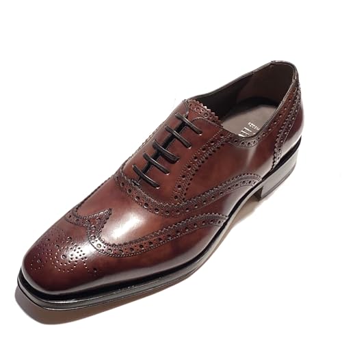 TRAMEZZA Bord Men's Brown Wingtip Brogue Leather Welted Oxford (Salvatore