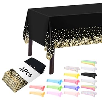 AMFUN 4 Pezzi Tovaglie Rettangolare, Tovaglia in Plastica per Compleanni, Picnic, Matrimoni, Halloween, Feste di Natale, 137 x 274 cm