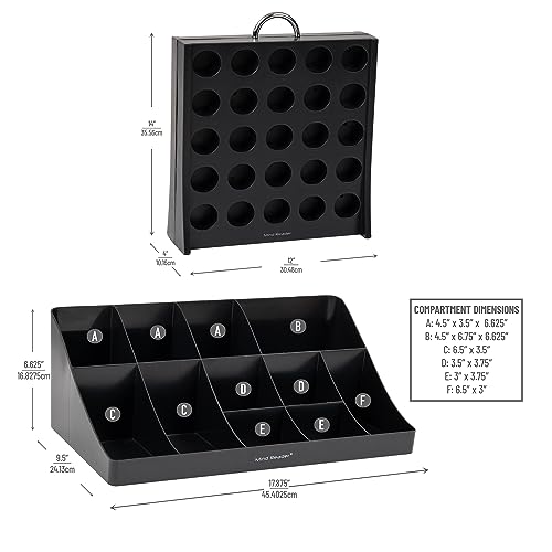 Mind Reader Organizer Carousel Set 17.875" 9.5" 6.625" H, and Double-Sided Single Serve Coffee Storage, 12" L x 4" W x 14" H, 11 Compartment/ 50 Capacity Pod Holder, Black