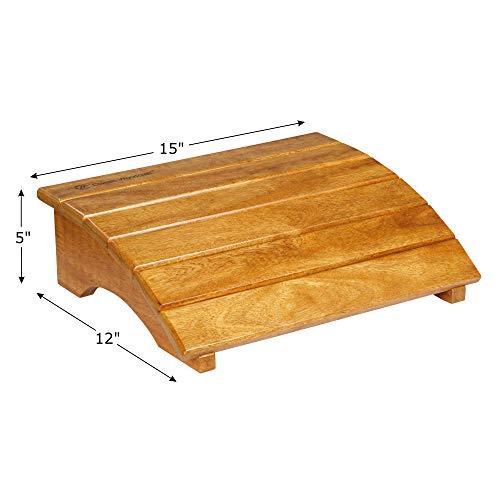 Classic Woodcraft wooden footrest, foot stool, Ergonomic design made of quality wenge wood melamine matt finish, Home, Work and office, PC use, Compact (L 15"X W 11"X H 4.5")