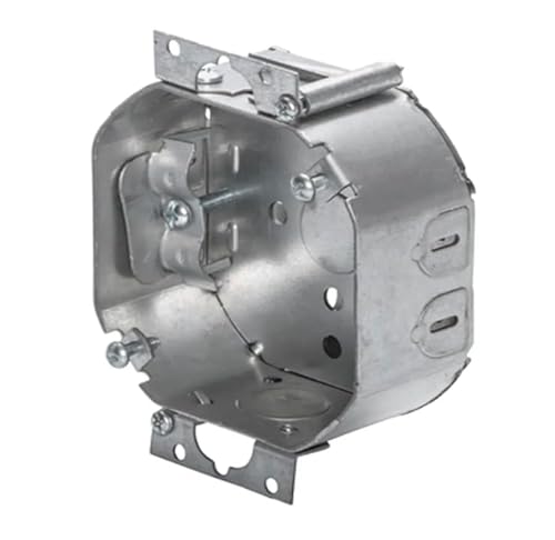 4 Inch Round Electrical Box, Metal, Old Work (Retrofit) with Wing Clips, 1 1/2 Inch Deep, NM Cable Connector Clips, 15.5 Cubic Capacity, UL Listed, Ideal for Lighting Fixtures, Devices, etc. (50)