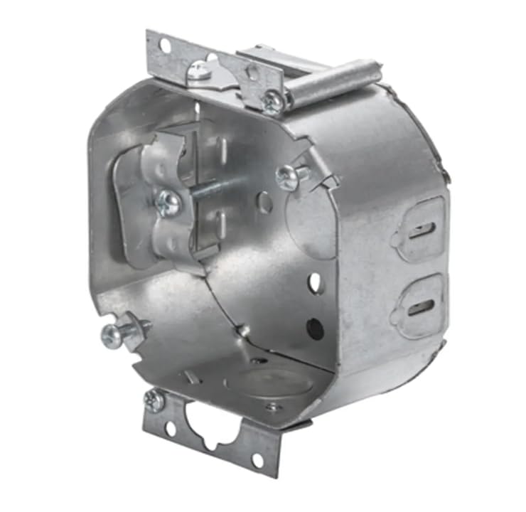 4 Inch Round Electrical Box, Metal, Old Work (Retrofit) with Wing Clips, 1 1/2 Inch Deep, NM Cable Connector Clips, 15.5 Cubic Capacity, UL Listed, Ideal for Lighting Fixtures, Devices, etc. (5)