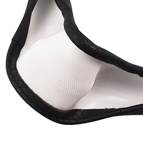 Car Pass Rhombus Leather Universal Steering Wheel Cover, Fit For Suvs,Trucks,Cars,Sedans,Vans (Black&Red Stitch) #TOP7