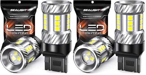 Image of SEALIGHT 7440 7443 LED Bulbs, 6000K White Super Bright 1800LM for 7441 992 T20 W21W 7444 LED Replacement Bulbs for Backup Reverse Light and Tail Brake Parking Light, Pack of 4