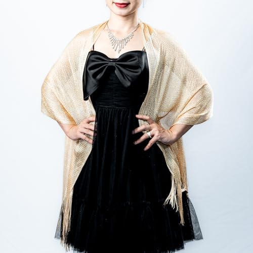 Evening Dress Scarf and Gold Silk Thread Shiny Shawl for Wedding Party and Bar Mitzvah2