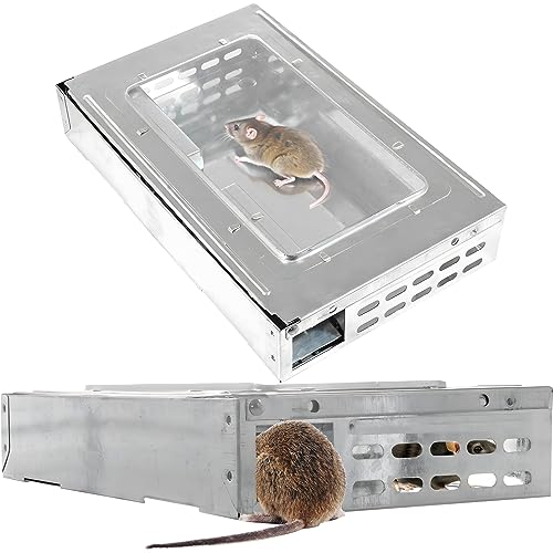Retoo Lebendfalle Maus Groß, Mausefalle, Wiederverwendbar, Lebendfalle Maus, Tierfreundlich, Kastenfalle Mäuse für Küche, Wohnzimmer, Ecklager, Leicht...