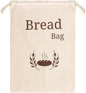 New Living Organic Linen Bread Bag Extra Large | 1 x Reusable Bread Bags | Food Storage Bag | Bread Storage Bags | 44x35 cm | Eco Bread Bag