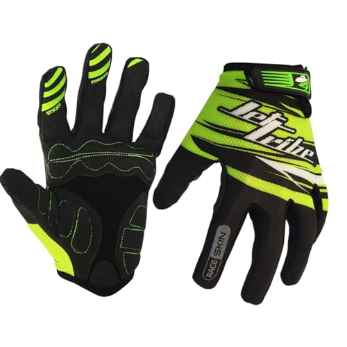 Jettribe Race Skin PWC Recreation Gloves - Silicone Throttle Grip for Non-Slip Handling and Durable Woven Lycra Men Women Youth - 4-Way Stretch with Quick Drying - Green (Medium)