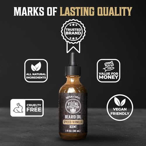 Viking Revolution - Beard Oil - All Natural Variety Beard Oil For Men With Argan & Jojoba Oils - Softens, Smooths & Strengthens - Gifts For Men - Spiced Vanilla - 30 ml - Image 6