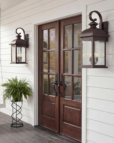 Image of FEMILA 26 inch Outdoor Wall Sconce, Large Exterior Lighting Fixtures, 3-Light Outdoor Wall Lantern Porch Lights for Patio, Garage, Doorway, ORB Finish, E12 Base, 4FD54B-L ORB-WP