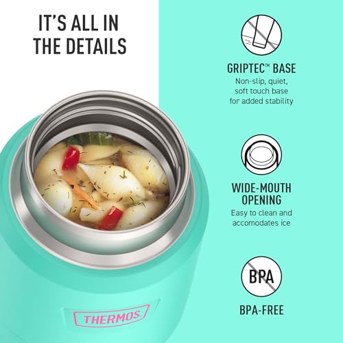 Image of THERMOS ICON Stainless Steel Food Jar with Spoon, 12 Ounce, Teal