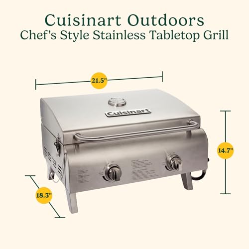 Cuisinart CGG-306 Professional Tabletop Gas Grill, Two-Burner, Stainless Steel