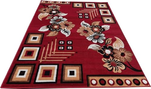 Image of Home Decore Acrylic Carpet for Your Living Room & Drawing Room Aywhere in Your Home Size - 5 X 7 Ft (RED-D)