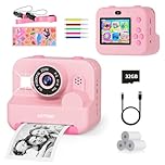 Camara Fotos Infantil instantaneas,Selfi Camara instanea,1080P 2,4''HD Video Camara Fotos Infantil para niños con Tarjeta SD de 32GB,Regalos de Juguete para niñas de 3 a 12 años Cumpleaños Navidad