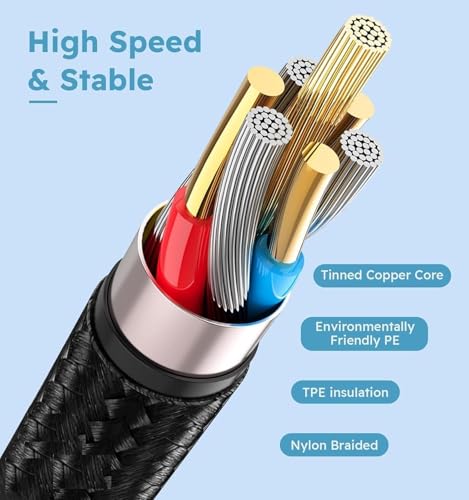Image of NISHTECH 100W Fast Charging 3.0 USB Cable 4 Ft / 1.2M To 3-In-1 Long Charging Cord With Type C + Micro Usb + Lightning Connector 480 Mbps Data Transfer For Laptop,Tablets,Smartphones & More, Black