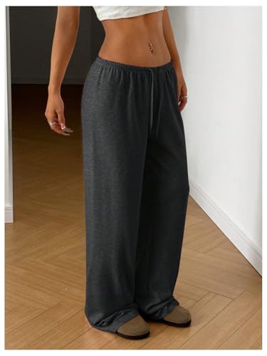 Women's Plus Size Drawstring Waist Straight Leg Pants Tie Front Summer Casual Trousers3