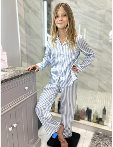 Arshiner Girls Pajamas Silk Satin Pajama Set Long Sleeve Pjs Button Down Sleepwear2