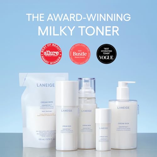 Image of LANEIGE Cream Skin Toner & Moisturizer: Lightweight Refillable Korean Milky Toner with Ceramide & Peptide for Hydration, Firming, & Barrier Support
